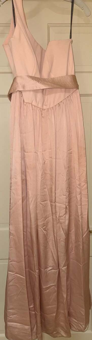 White by Vera Wang Dusty Pink Halter Formal Gown with Belt and Pleated Skirt